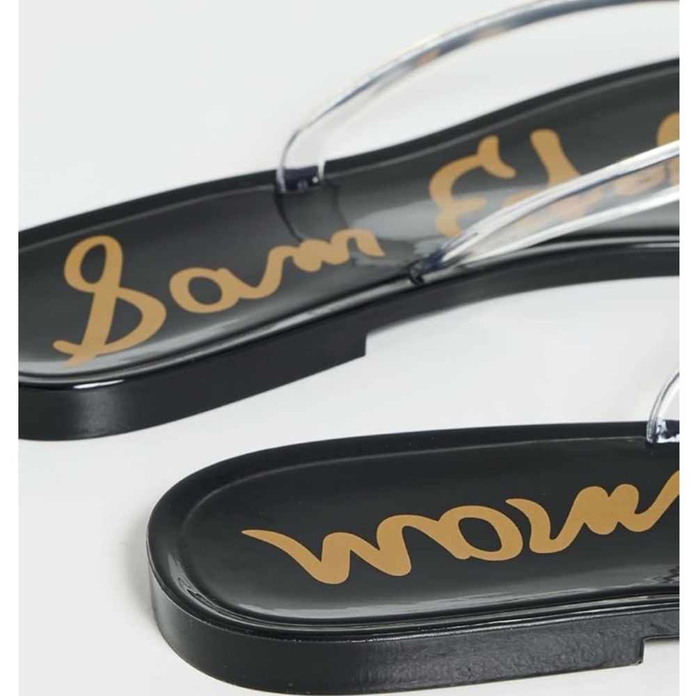 Sam Edelman Black and Gold Sandals with Minimalist Design